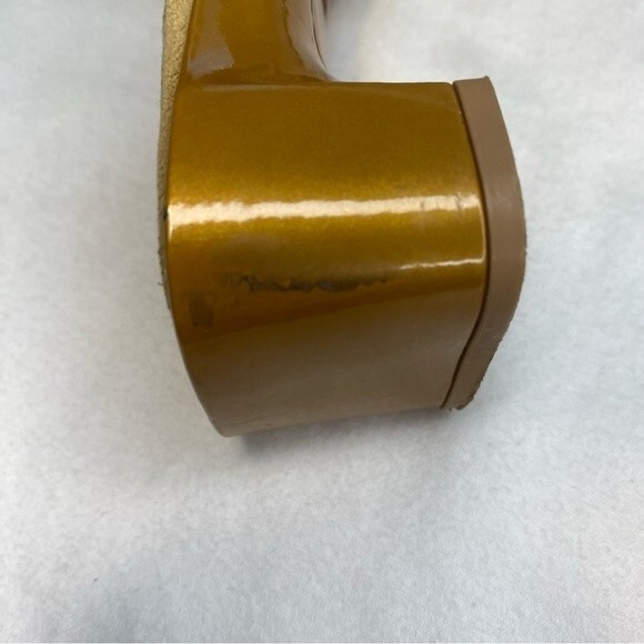 Stuart Weitzman Sandals Suede Brocade Square Toe Block Heel Retro SZ 6.5 - Picture 4 of 14